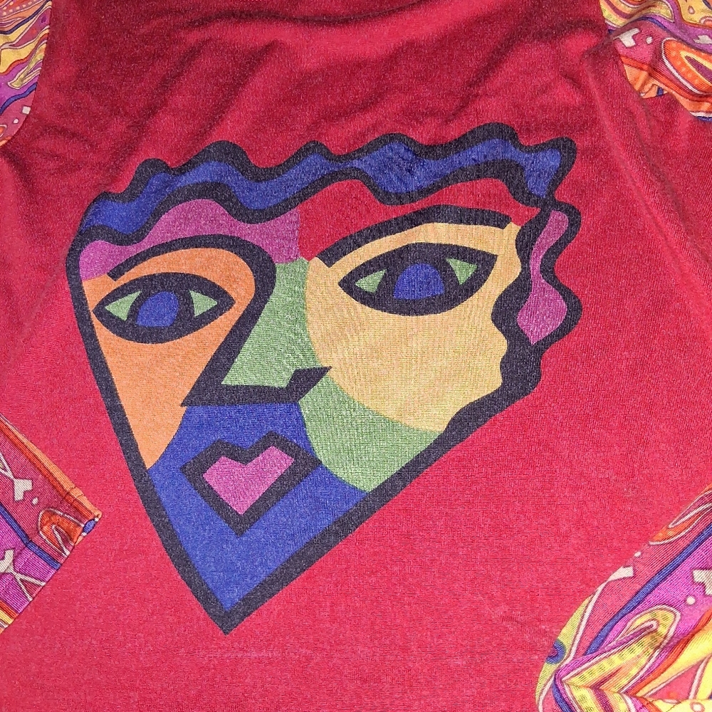 UNIQUE AND RADIANT LYNN RITCHIE ABSTRACT ART BLOUSE. - Picture 8 of 10